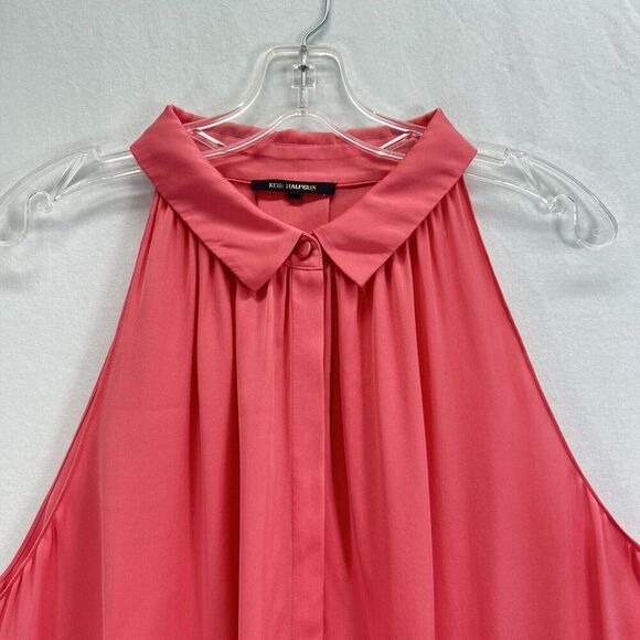 Kobi Halperin Kristin Silk Blouse Size XXL Flamingo Pink Sleeveless Stretch Luxe - Picture 5 of 12